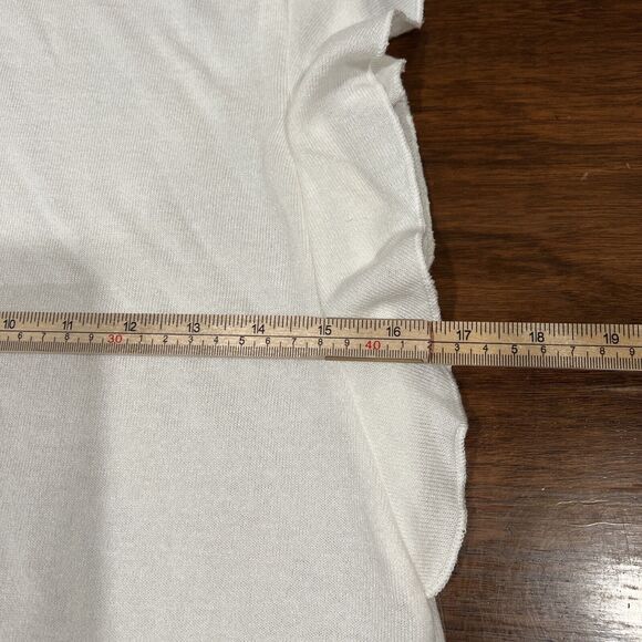 Jun & Ivy Shirt M‎ White Flutter Sleeve Sleeveless Pocket Blouse Classic Preppy - Picture 12 of 13